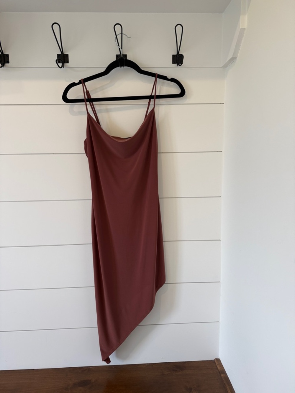 Vibe Sportswear NWT Asymmetrical scoop neck Slip Dress in Dusty Rose size M